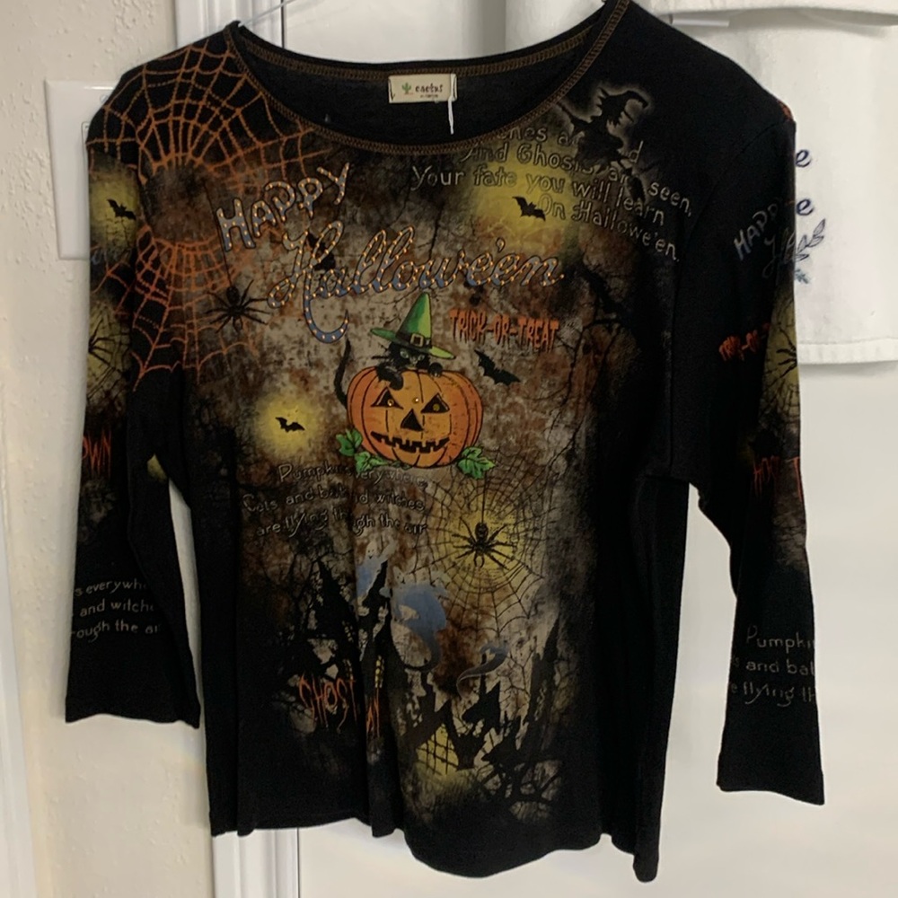 "Happy Halloween" Bling Y2K Top by Cactus Women's Size X-Large